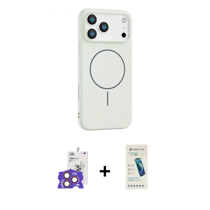 MARSİLYAN™- iPhone 17 Pro Max Kılıf Yankı Form Serisi - Şeffaf Pasifik Cam Ekran Koruyucu + Bilvis Titan Kamera Lens - TU