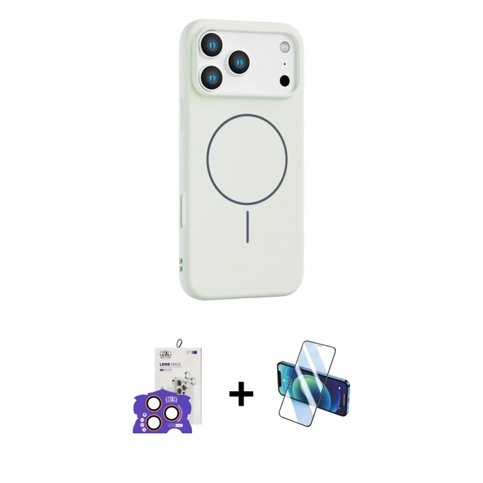 MARSİLYAN™- iPhone 17 Pro Max Kılıf Yankı Form Serisi - Siyah 3D Antistatik Cam Ekran Koruyucu + Bilvis Titan Kamera Lens - TU