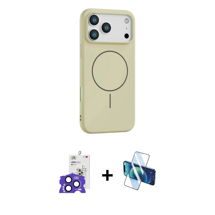 MARSİLYAN™- iPhone 17 Pro Max Kılıf Yankı Form Serisi - Siyah 3D Antistatik Cam Ekran Koruyucu + Bilvis Titan Kamera Lens - LT