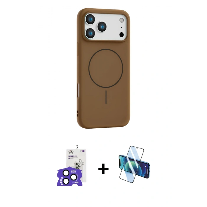MARSİLYAN™- iPhone 17 Pro Max Kılıf Yankı Form Serisi - Siyah 3D Antistatik Cam Ekran Koruyucu + Bilvis Titan Kamera Lens - LT