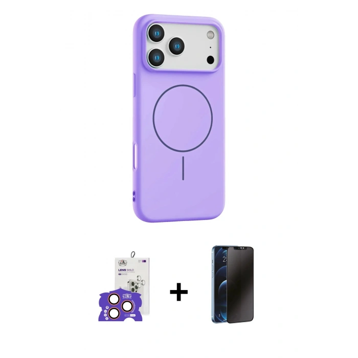 MARSİLYAN™- iPhone 17 Pro Max Kılıf Yankı Form Serisi - Siyah 3D Antistatik Hayalet Cam Ekran Koruyucu + Bilvis Titan Kamera Lens - TU