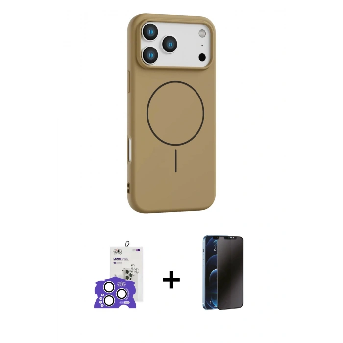 MARSİLYAN™- iPhone 17 Pro Max Kılıf Yankı Form Serisi - Siyah 3D Antistatik Hayalet Cam Ekran Koruyucu + Bilvis Titan Kamera Lens - GS
