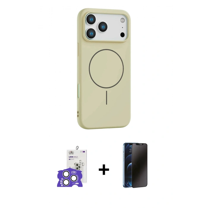 MARSİLYAN™- iPhone 17 Pro Max Kılıf Yankı Form Serisi - Siyah 3D Antistatik Hayalet Cam Ekran Koruyucu + Bilvis Titan Kamera Lens - GS