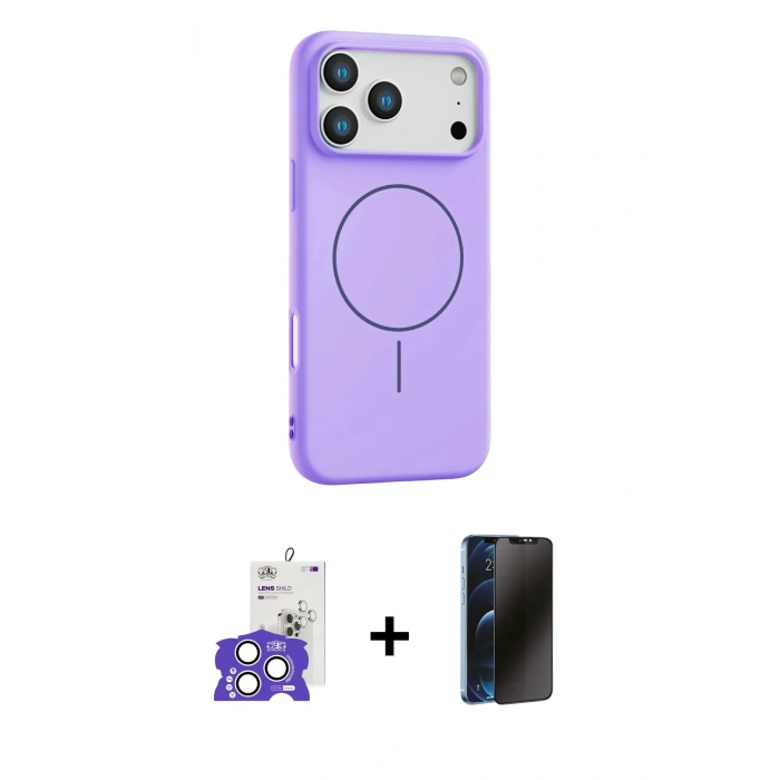 MARSİLYAN™- iPhone 17 Pro Max Kılıf Yankı Form Serisi - Siyah 3D Antistatik Hayalet Cam Ekran Koruyucu + Bilvis Titan Kamera Lens - GS
