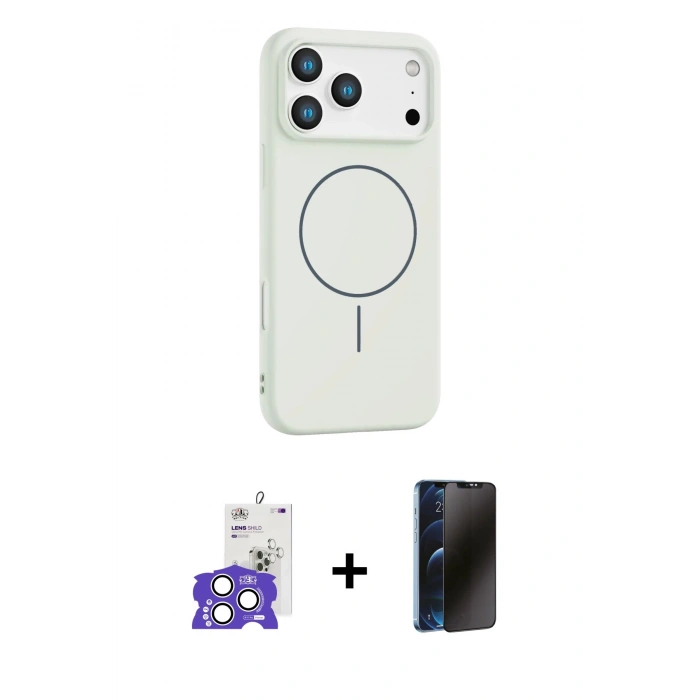 MARSİLYAN™- iPhone 17 Pro Max Kılıf Yankı Form Serisi - Siyah 3D Antistatik Hayalet Cam Ekran Koruyucu + Bilvis Titan Kamera Lens - GS