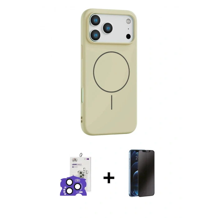 MARSİLYAN™- iPhone 17 Pro Max Kılıf Yankı Form Serisi - Siyah 3D Antistatik Hayalet Cam Ekran Koruyucu + Bilvis Titan Kamera Lens - LT