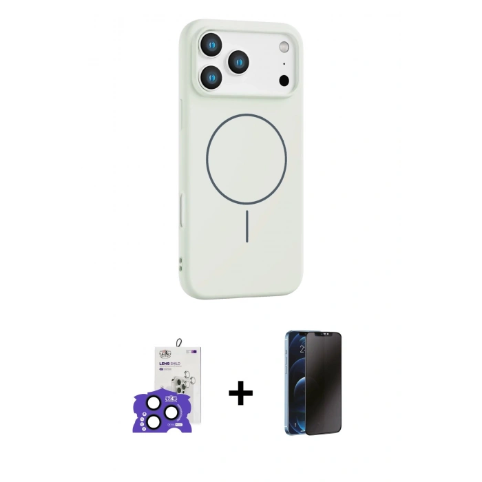 MARSİLYAN™- iPhone 17 Pro Max Kılıf Yankı Form Serisi - Siyah 3D Antistatik Hayalet Cam Ekran Koruyucu + Bilvis Titan Kamera Lens - LT