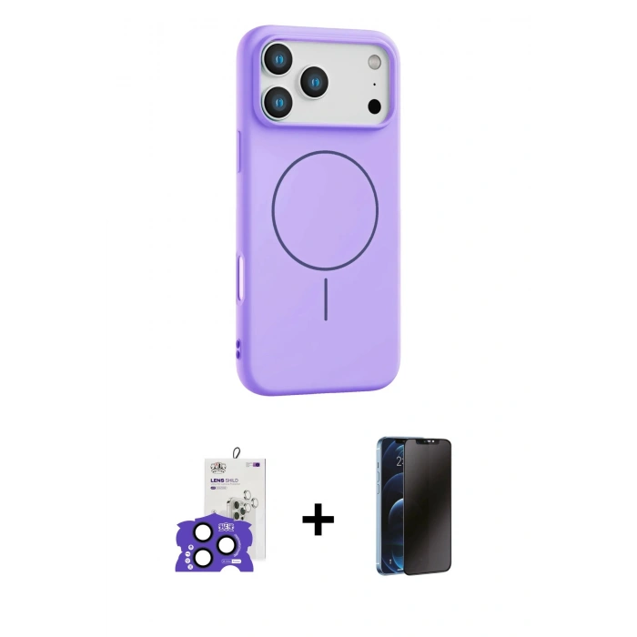 MARSİLYAN™- iPhone 17 Pro Max Kılıf Yankı Form Serisi - Siyah 3D Antistatik Hayalet Cam Ekran Koruyucu + Bilvis Titan Kamera Lens - LT