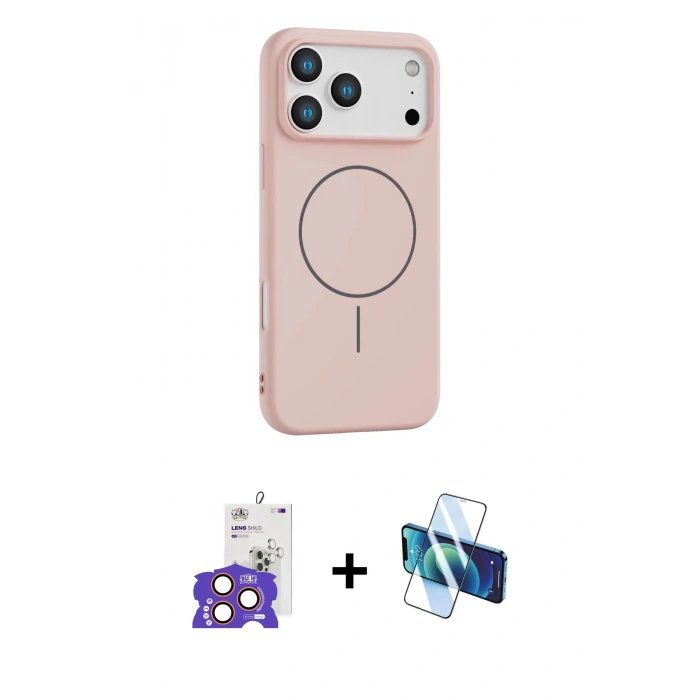 MARSİLYAN™- iPhone 17 Pro Max Kılıf Yankı Form Serisi - Siyah 3D Antistatik Seramik Nano Ekran Koruyucu + Bilvis Titan Kamera Lens - TU