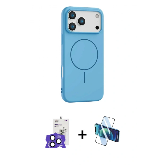 MARSİLYAN™- iPhone 17 Pro Max Kılıf Yankı Form Serisi - Siyah 3D Antistatik Seramik Nano Ekran Koruyucu + Bilvis Titan Kamera Lens - LT