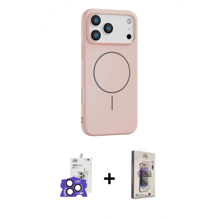 MARSİLYAN™- iPhone 17 Pro Max Kılıf Yankı Form Serisi - Siyah Bilvis 3D Cam Ekran Koruyucu + Bilvis Titan Kamera Lens - NLGY