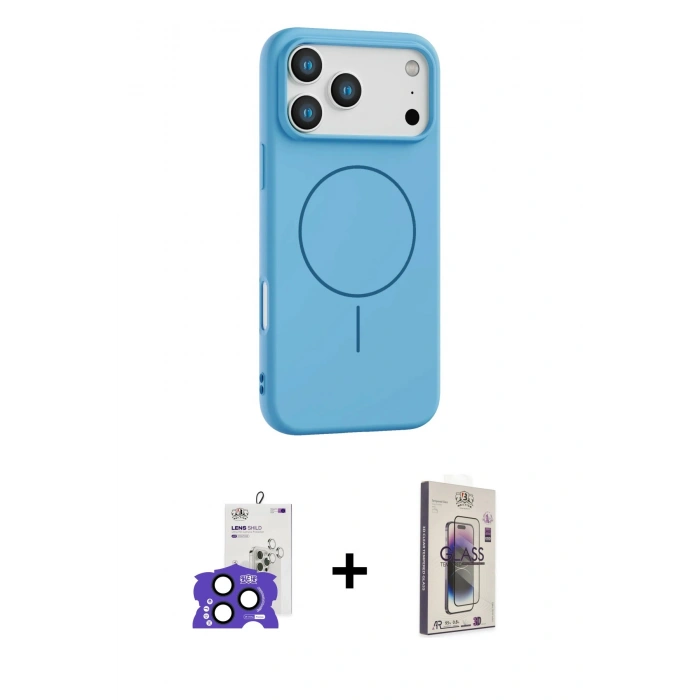 MARSİLYAN™- iPhone 17 Pro Max Kılıf Yankı Form Serisi - Siyah Bilvis 3D Cam Ekran Koruyucu + Bilvis Titan Kamera Lens - LT