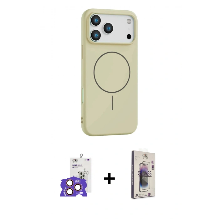 MARSİLYAN™- iPhone 17 Pro Max Kılıf Yankı Form Serisi - Siyah Bilvis 3D Cam Ekran Koruyucu + Bilvis Titan Kamera Lens - TU