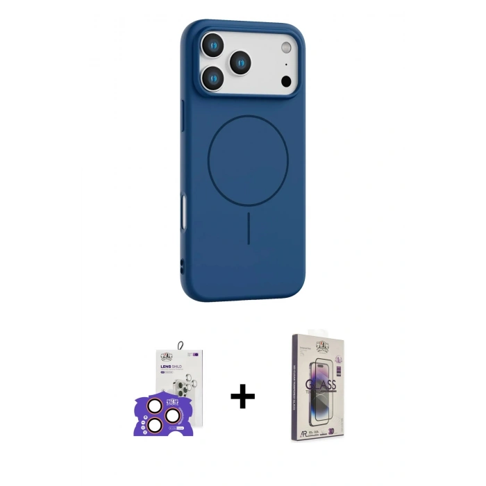 MARSİLYAN™- iPhone 17 Pro Max Kılıf Yankı Form Serisi - Siyah Bilvis 3D Cam Ekran Koruyucu + Bilvis Titan Kamera Lens - TU