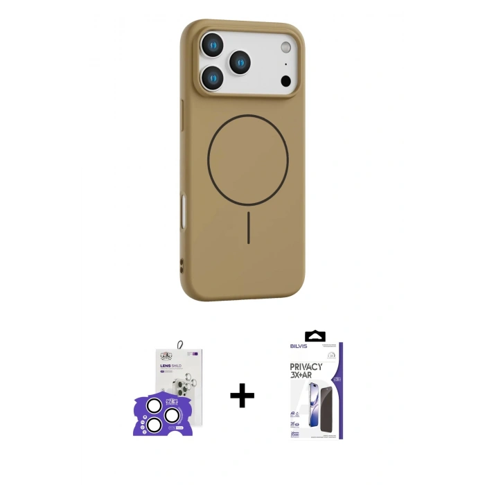 MARSİLYAN™- iPhone 17 Pro Max Kılıf Yankı Form Serisi - Siyah Bilvis 3X AR Hayalet Cam Ekran Koruyucu + Bilvis Titan Kamera Lens - GS