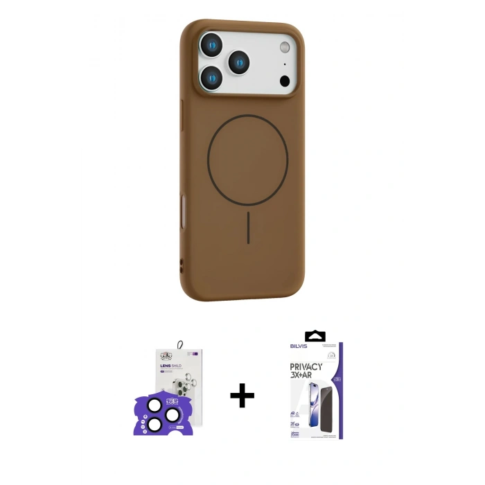 MARSİLYAN™- iPhone 17 Pro Max Kılıf Yankı Form Serisi - Siyah Bilvis 3X AR Hayalet Cam Ekran Koruyucu + Bilvis Titan Kamera Lens - LT
