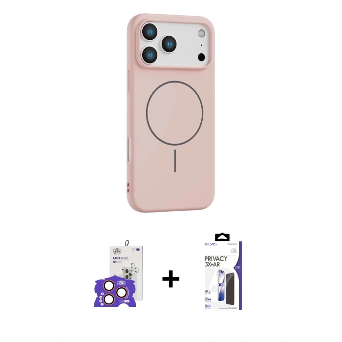 MARSİLYAN™- iPhone 17 Pro Max Kılıf Yankı Form Serisi - Siyah Bilvis 3X AR Hayalet Cam Ekran Koruyucu + Bilvis Titan Kamera Lens - TU
