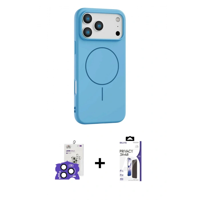 MARSİLYAN™- iPhone 17 Pro Max Kılıf Yankı Form Serisi - Siyah Bilvis 3X AR Hayalet Cam Ekran Koruyucu + Bilvis Titan Kamera Lens - LT