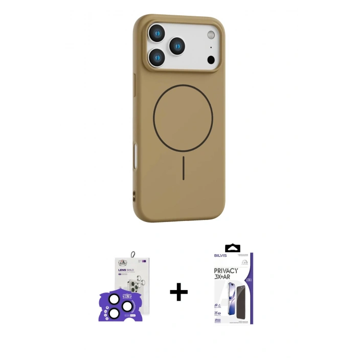 MARSİLYAN™- iPhone 17 Pro Max Kılıf Yankı Form Serisi - Siyah Bilvis 3X AR Hayalet Cam Ekran Koruyucu + Bilvis Titan Kamera Lens - LT