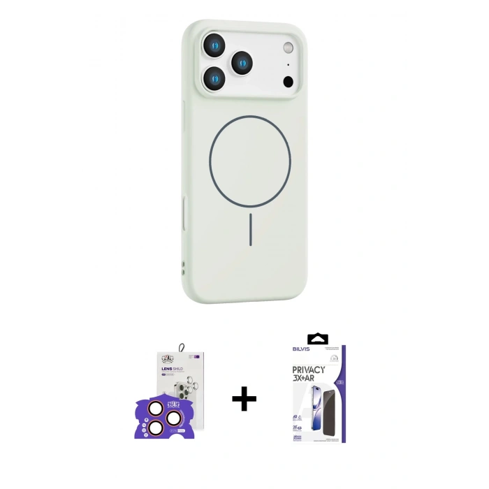 MARSİLYAN™- iPhone 17 Pro Max Kılıf Yankı Form Serisi - Siyah Bilvis 3X AR Hayalet Cam Ekran Koruyucu + Bilvis Titan Kamera Lens - TU