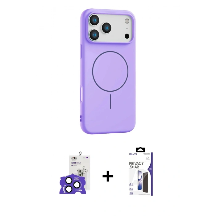 MARSİLYAN™- iPhone 17 Pro Max Kılıf Yankı Form Serisi - Siyah Bilvis 3X AR Hayalet Cam Ekran Koruyucu + Bilvis Titan Kamera Lens - LT