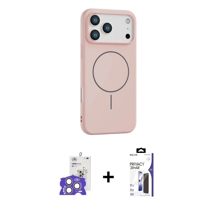 MARSİLYAN™- iPhone 17 Pro Max Kılıf Yankı Form Serisi - Siyah Bilvis 3X AR Hayalet Cam Ekran Koruyucu + Bilvis Titan Kamera Lens - GS