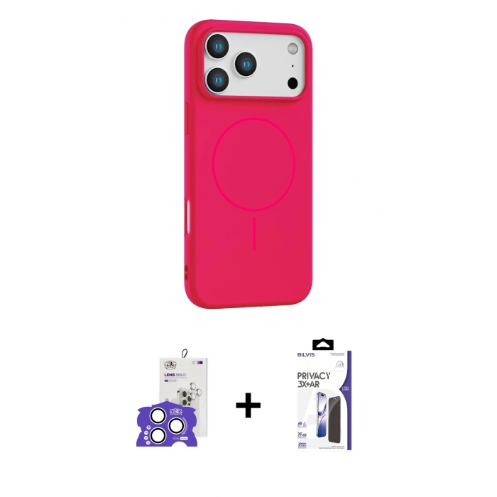 MARSİLYAN™- iPhone 17 Pro Max Kılıf Yankı Form Serisi - Siyah Bilvis 3X AR Hayalet Cam Ekran Koruyucu + Bilvis Titan Kamera Lens - GS