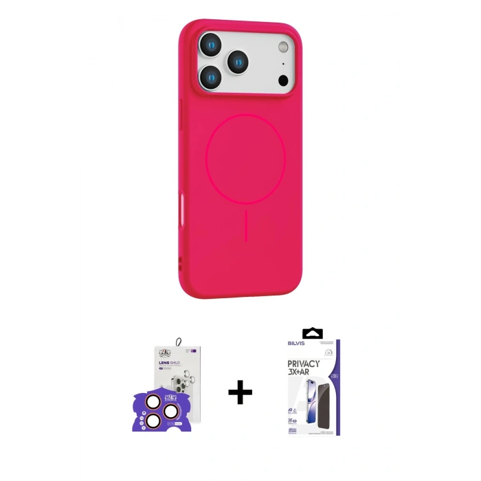 MARSİLYAN™- iPhone 17 Pro Max Kılıf Yankı Form Serisi - Siyah Bilvis 3X AR Hayalet Cam Ekran Koruyucu + Bilvis Titan Kamera Lens - TU