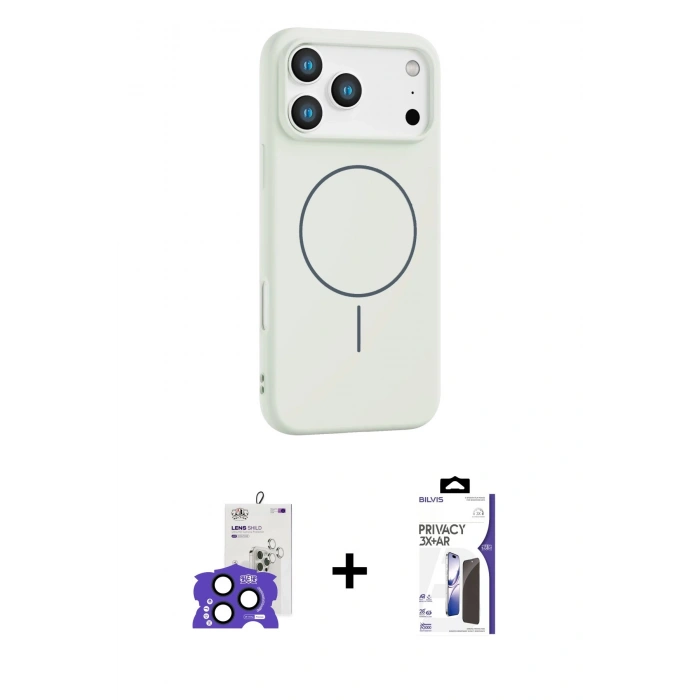 MARSİLYAN™- iPhone 17 Pro Max Kılıf Yankı Form Serisi - Siyah Bilvis 3X AR Hayalet Cam Ekran Koruyucu + Bilvis Titan Kamera Lens - LT