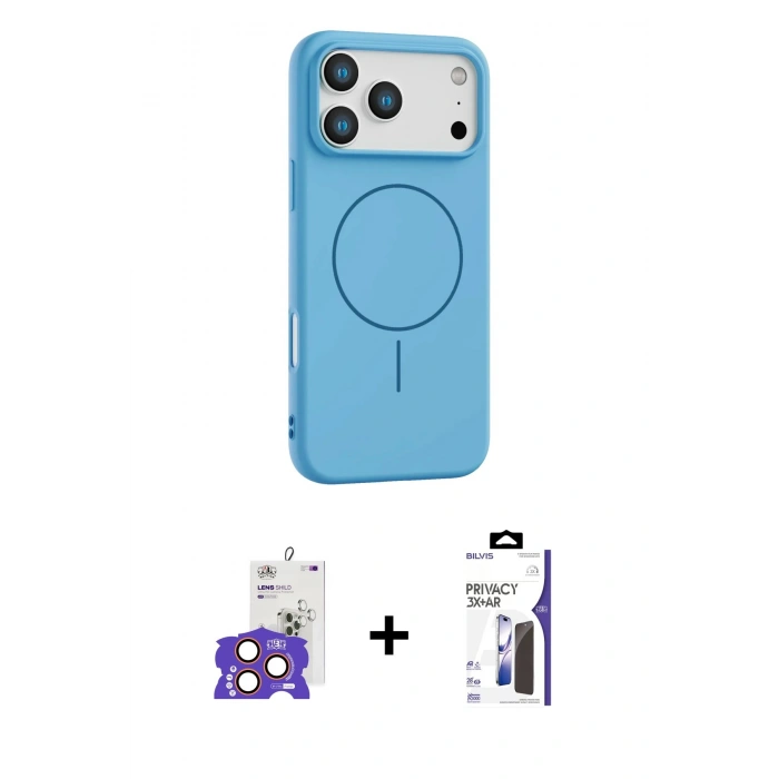 MARSİLYAN™- iPhone 17 Pro Max Kılıf Yankı Form Serisi - Siyah Bilvis 3X AR Hayalet Cam Ekran Koruyucu + Bilvis Titan Kamera Lens - TU