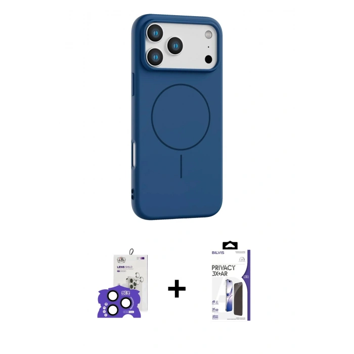 MARSİLYAN™- iPhone 17 Pro Max Kılıf Yankı Form Serisi - Siyah Bilvis 3X AR Hayalet Cam Ekran Koruyucu + Bilvis Titan Kamera Lens - LT