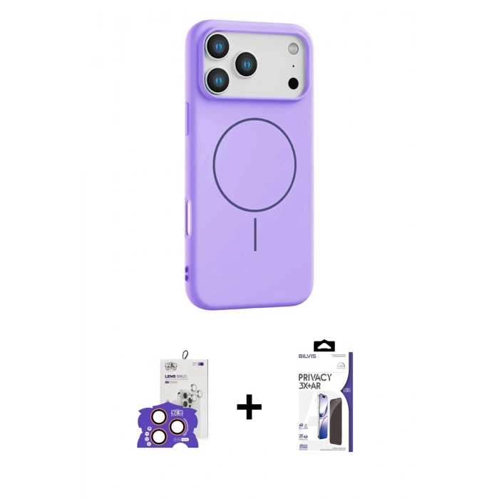 MARSİLYAN™- iPhone 17 Pro Max Kılıf Yankı Form Serisi - Siyah Bilvis 3X AR Hayalet Cam Ekran Koruyucu + Bilvis Titan Kamera Lens - TU