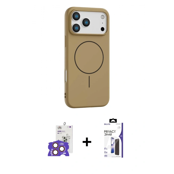 MARSİLYAN™- iPhone 17 Pro Max Kılıf Yankı Form Serisi - Siyah Bilvis 3X AR Hayalet Cam Ekran Koruyucu + Bilvis Titan Kamera Lens - TU