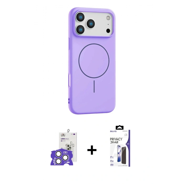 MARSİLYAN™- iPhone 17 Pro Max Kılıf Yankı Form Serisi - Siyah Bilvis 3X AR Hayalet Cam Ekran Koruyucu + Bilvis Titan Kamera Lens - GS