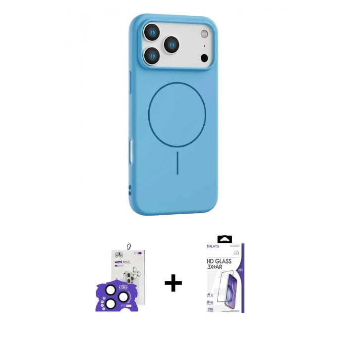 MARSİLYAN™- iPhone 17 Pro Max Kılıf Yankı Form Serisi - Siyah Bilvis 3X AR HD Cam Ekran Koruyucu + Bilvis Titan Kamera Lens - LT