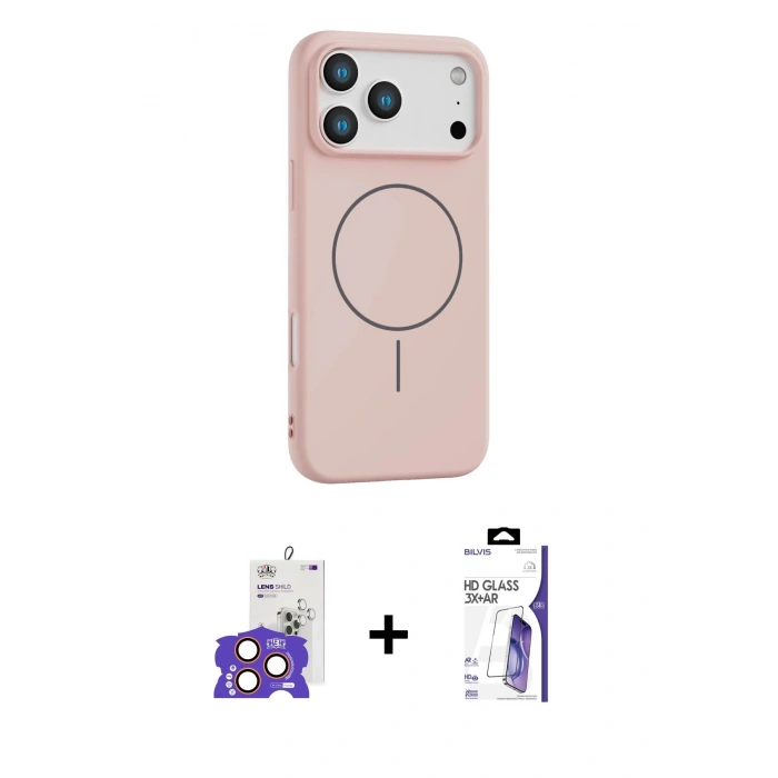 MARSİLYAN™- iPhone 17 Pro Max Kılıf Yankı Form Serisi - Siyah Bilvis 3X AR HD Cam Ekran Koruyucu + Bilvis Titan Kamera Lens - TU