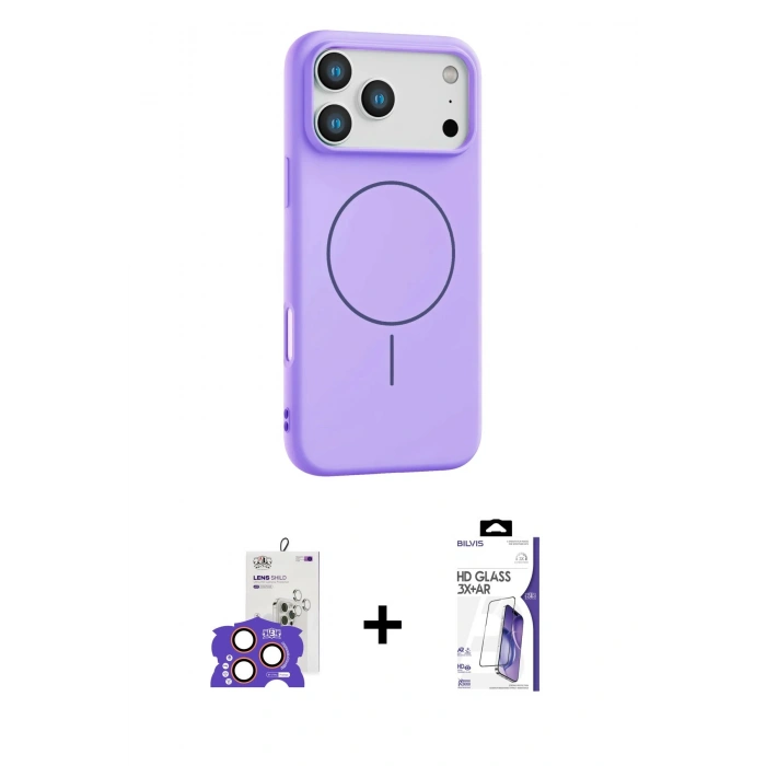 MARSİLYAN™- iPhone 17 Pro Max Kılıf Yankı Form Serisi - Siyah Bilvis 3X AR HD Cam Ekran Koruyucu + Bilvis Titan Kamera Lens - TU