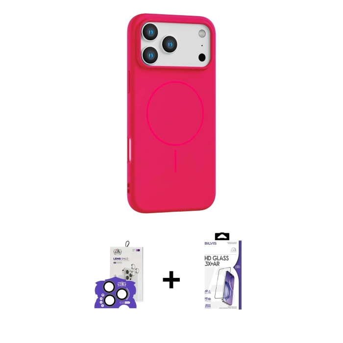 MARSİLYAN™- iPhone 17 Pro Max Kılıf Yankı Form Serisi - Siyah Bilvis 3X AR HD Cam Ekran Koruyucu + Bilvis Titan Kamera Lens - NLGY