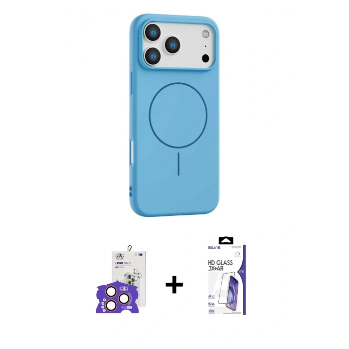 MARSİLYAN™- iPhone 17 Pro Max Kılıf Yankı Form Serisi - Siyah Bilvis 3X AR HD Cam Ekran Koruyucu + Bilvis Titan Kamera Lens - TU