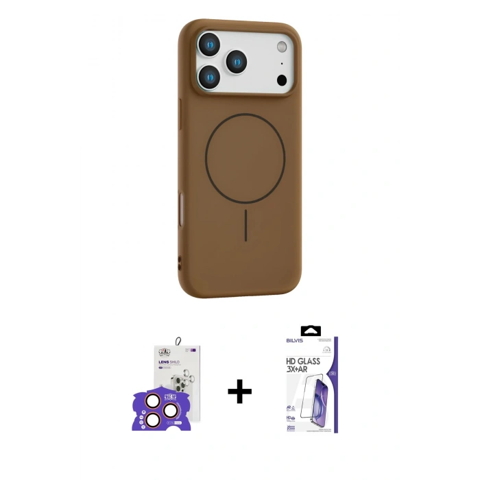 MARSİLYAN™- iPhone 17 Pro Max Kılıf Yankı Form Serisi - Siyah Bilvis 3X AR HD Cam Ekran Koruyucu + Bilvis Titan Kamera Lens - TU