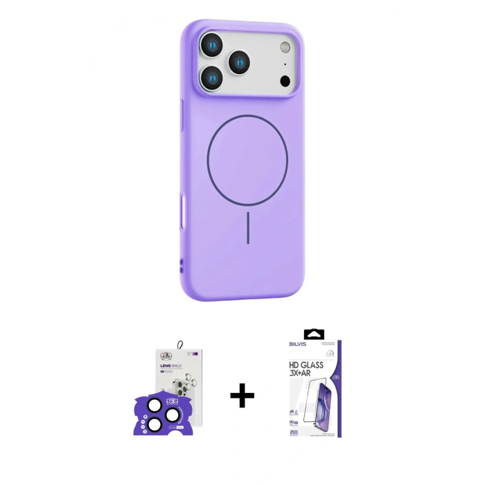 MARSİLYAN™- iPhone 17 Pro Max Kılıf Yankı Form Serisi - Siyah Bilvis 3X AR HD Cam Ekran Koruyucu + Bilvis Titan Kamera Lens - LT