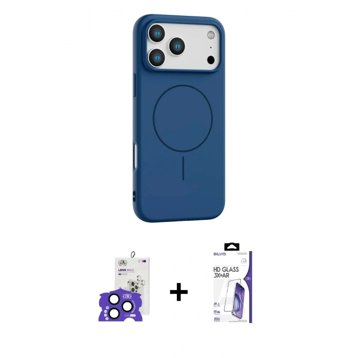 MARSİLYAN™- iPhone 17 Pro Max Kılıf Yankı Form Serisi - Siyah Bilvis 3X AR HD Cam Ekran Koruyucu + Bilvis Titan Kamera Lens - LT