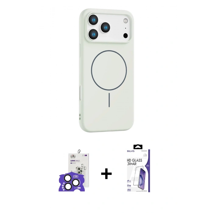 MARSİLYAN™- iPhone 17 Pro Max Kılıf Yankı Form Serisi - Siyah Bilvis 3X AR HD Cam Ekran Koruyucu + Bilvis Titan Kamera Lens - NLGY
