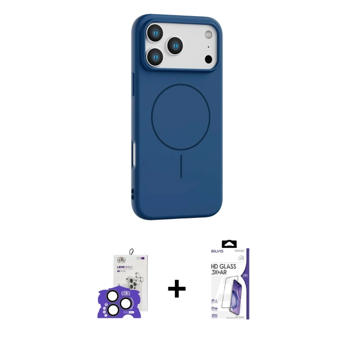 MARSİLYAN™- iPhone 17 Pro Max Kılıf Yankı Form Serisi - Siyah Bilvis 3X AR HD Cam Ekran Koruyucu + Bilvis Titan Kamera Lens - NLGY