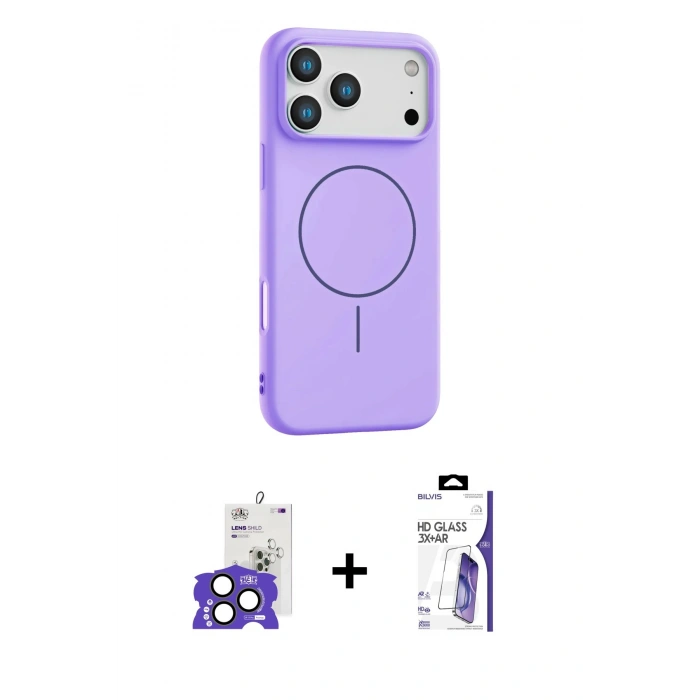 MARSİLYAN™- iPhone 17 Pro Max Kılıf Yankı Form Serisi - Siyah Bilvis 3X AR HD Cam Ekran Koruyucu + Bilvis Titan Kamera Lens - NLGY