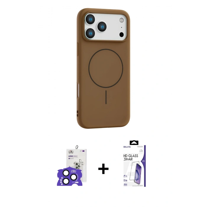 MARSİLYAN™- iPhone 17 Pro Max Kılıf Yankı Form Serisi - Siyah Bilvis 3X AR HD Cam Ekran Koruyucu + Bilvis Titan Kamera Lens - LT