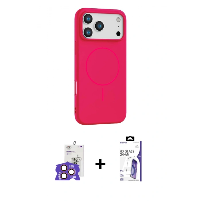 MARSİLYAN™- iPhone 17 Pro Max Kılıf Yankı Form Serisi - Siyah Bilvis 3X AR HD Cam Ekran Koruyucu + Bilvis Titan Kamera Lens - TU