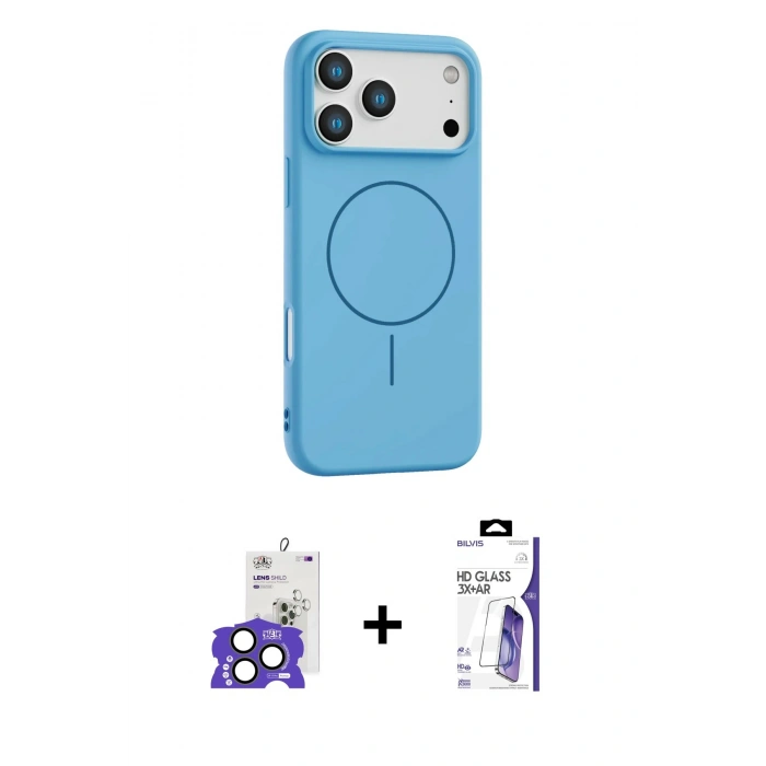 MARSİLYAN™- iPhone 17 Pro Max Kılıf Yankı Form Serisi - Siyah Bilvis 3X AR HD Cam Ekran Koruyucu + Bilvis Titan Kamera Lens - NLGY
