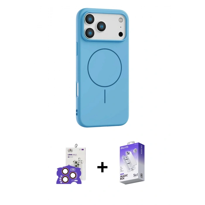 MARSİLYAN™- iPhone 17 Pro Max Kılıf Yankı Form Serisi - Siyah Bilvis 5in1 3D Magic Cam Ekran Koruyucu + Bilvis Titan Kamera Lens - TU