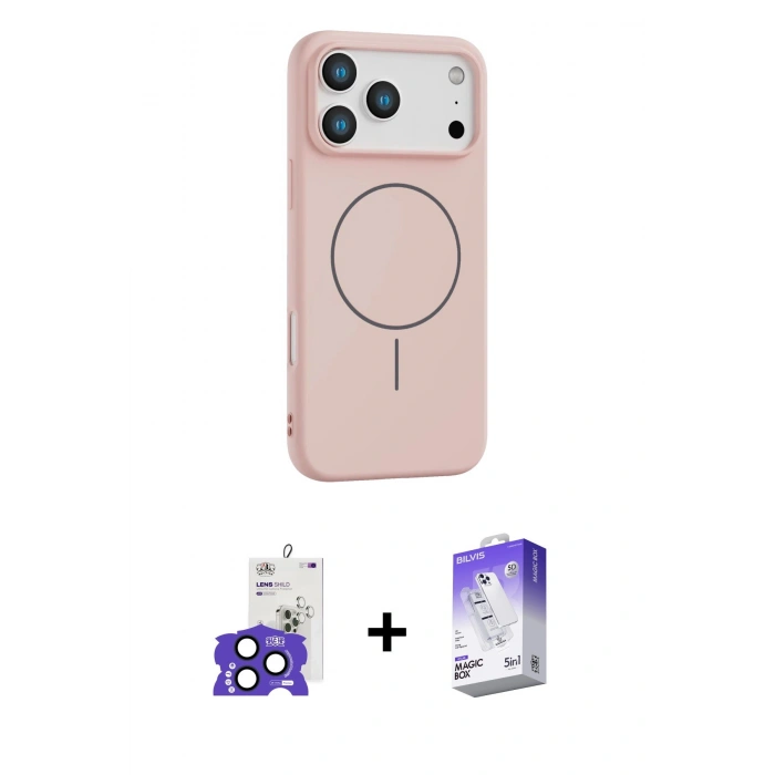 MARSİLYAN™- iPhone 17 Pro Max Kılıf Yankı Form Serisi - Siyah Bilvis 5in1 3D Magic Cam Ekran Koruyucu + Bilvis Titan Kamera Lens - LT